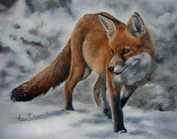 A fox standing in the snow